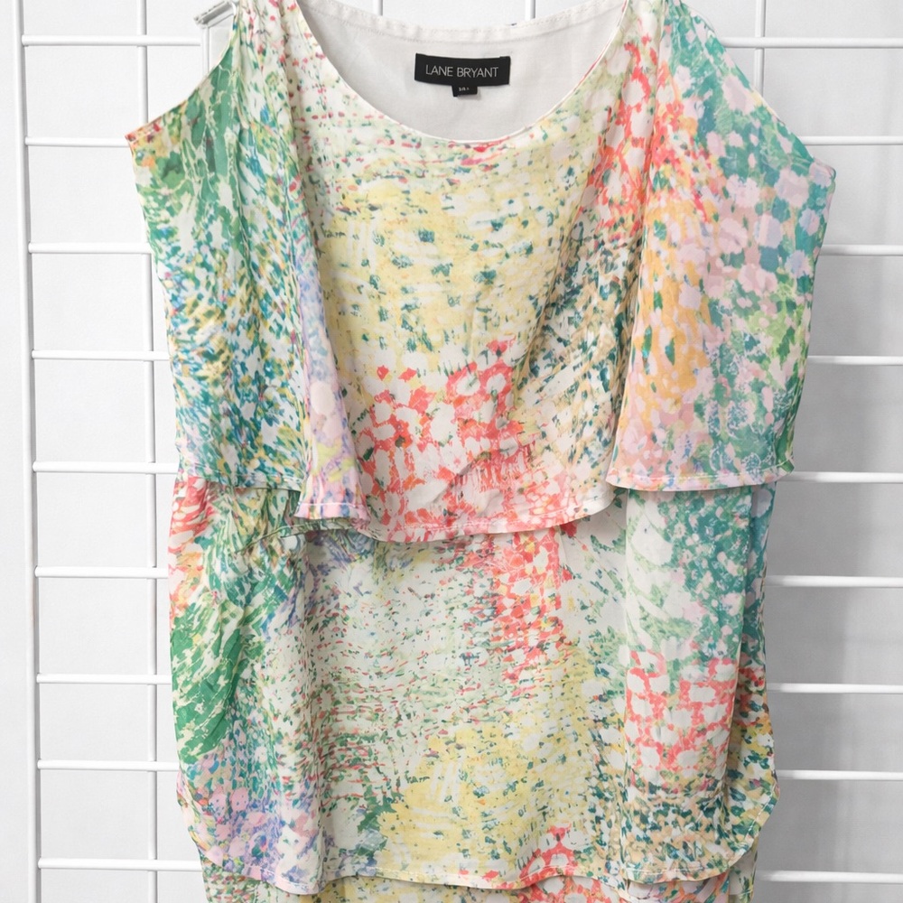 Lane Bryant Multicolor Abstract Blouse Spaghetti Strap - Picture 3 of 4